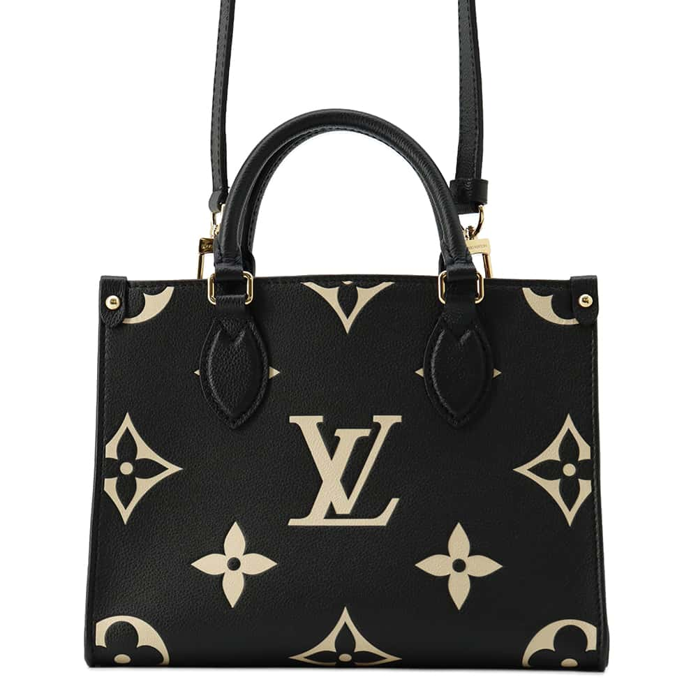 LOUIS VUITTON Onthego Noir/Beige M45659 Bicolor Monogram Empreinte Leather Size PM