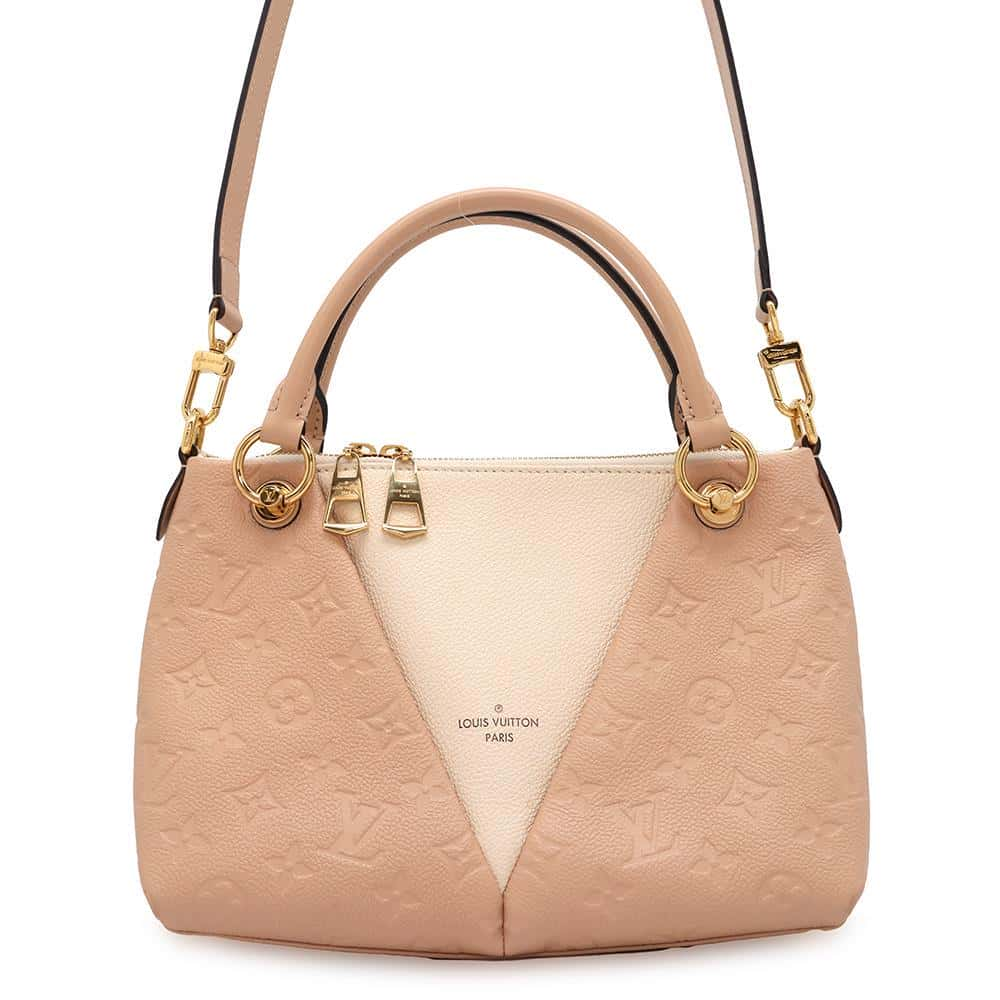 LOUIS VUITTON V Tote BeigeRose/CreamM44455 Monogram Empreinte Leather Size BB