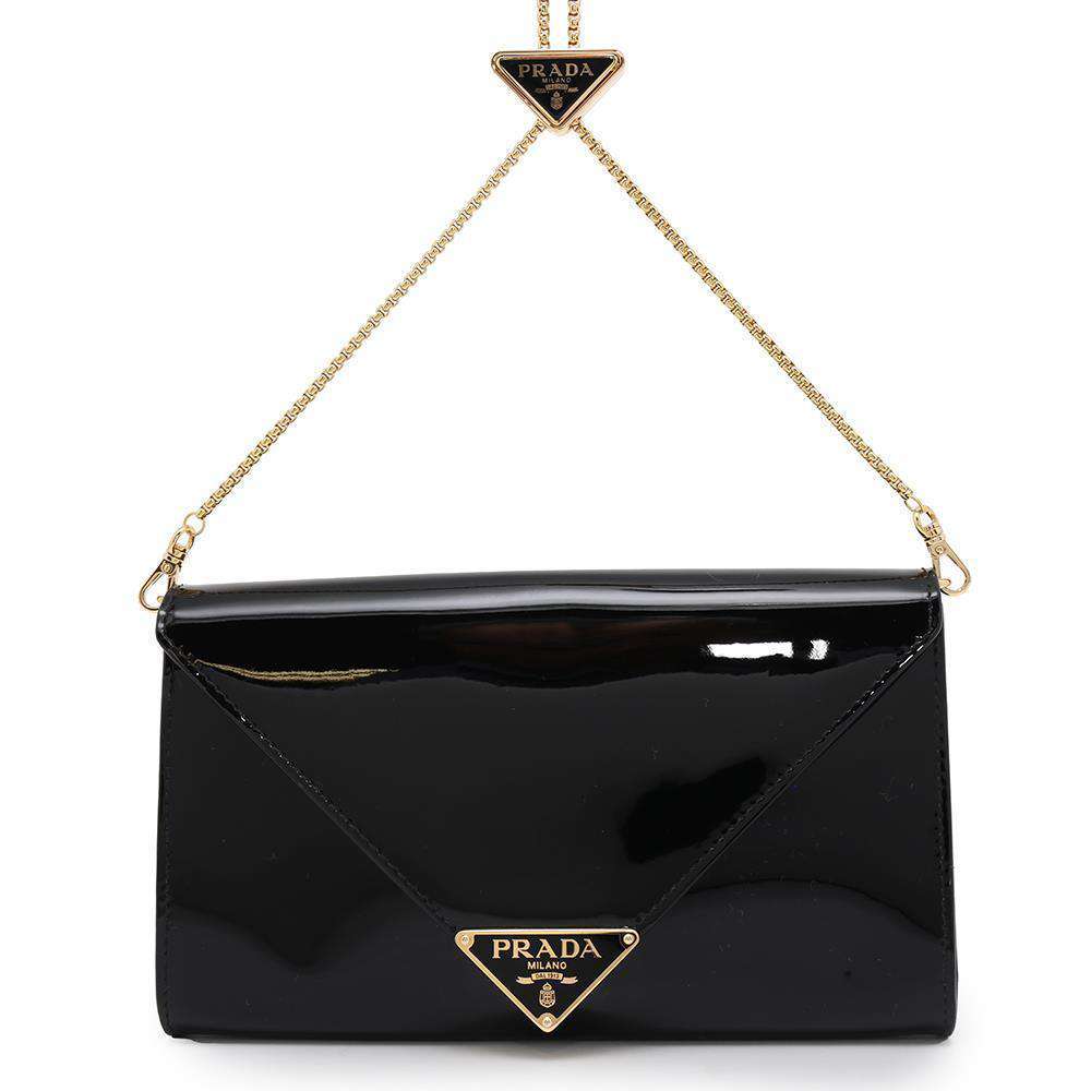 PRADA Mini bag Black 1BP051 Patent Leather Leather