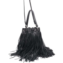 将图像加载到图库查看器中，J&amp;M DAVIDSON J&amp;M Davidson Drawstring BagShoulder Bag Black Leather
