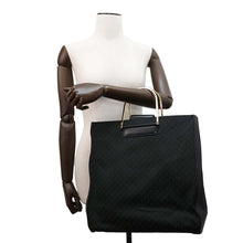 将图像加载到图库查看器中，LOEWE Repeat Anagram Tote Bag Black/Green Canvas Leather
