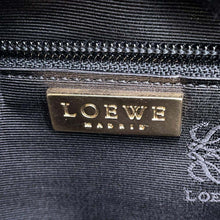 将图像加载到图库查看器中，LOEWE Repeat Anagram Tote Bag Black/Green Canvas Leather
