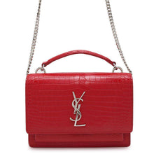 将图像加载到图库查看器中，SAINT LAURENT PARIS Sunset Shoulder Bag Red 533026 Embossed Leather
