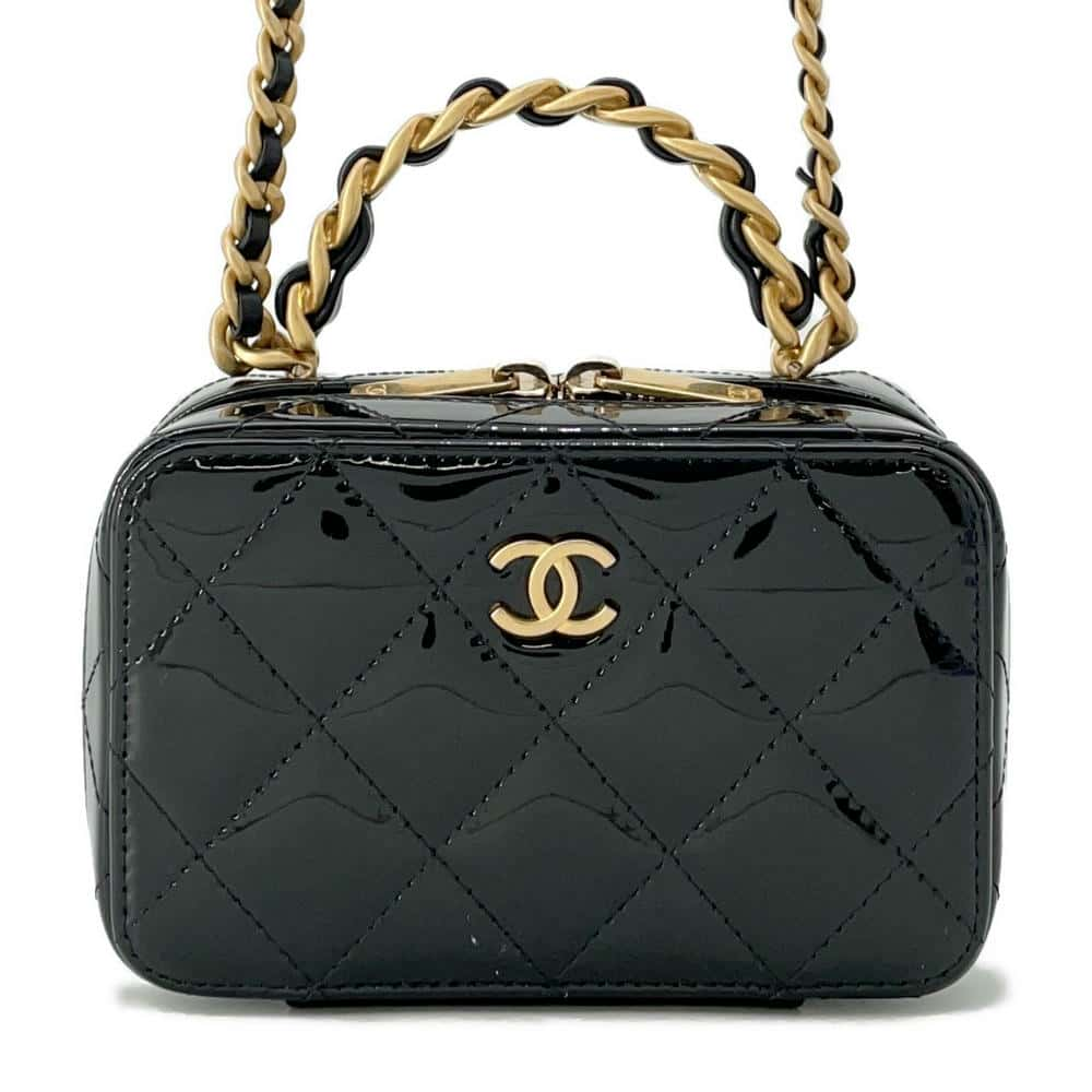 CHANEL Chain Vanity Black AP2874 Patent Calf Leather