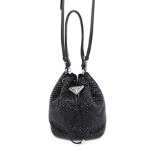 将图像加载到图库查看器中，PRADA Crystal Satin mini bag Black 1BE067 2AWL Satin Crystal Size Mini
