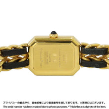 将图像加载到图库查看器中，CHANEL Premiere W20mm×H26ｍｍ Gold Plated Leather Black DialH0001
