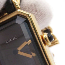 将图像加载到图库查看器中，CHANEL Premiere W20mm×H26ｍｍ Gold Plated Leather Black DialH0001
