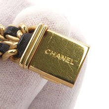 将图像加载到图库查看器中，CHANEL Premiere W20mm×H26ｍｍ Gold Plated Leather Black DialH0001
