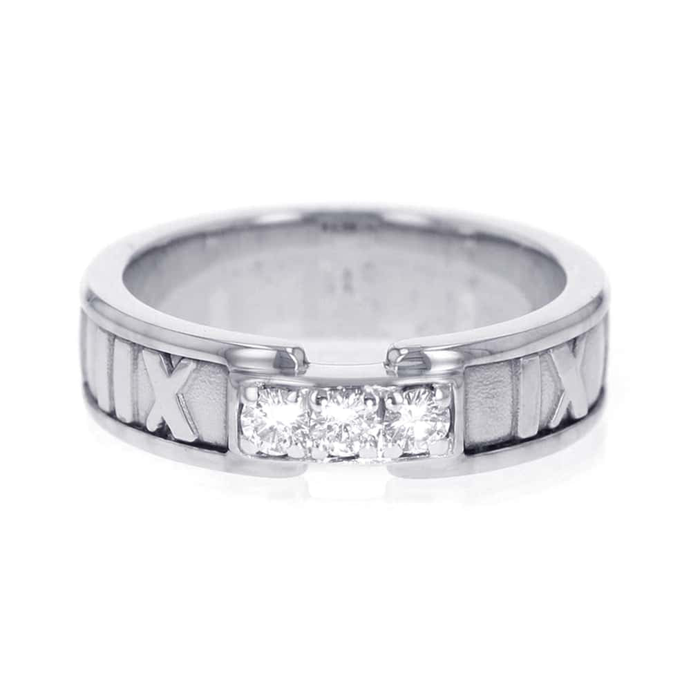 TIFFANY&Co. Atlas ring 3P diamond Size #12 18K White Gold