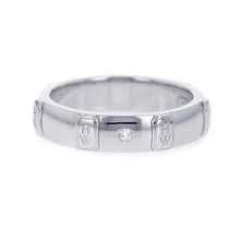 将图像加载到图库查看器中，HARRY WINSTON HW logo band ring 1P diamond Size #12 18K White Gold
