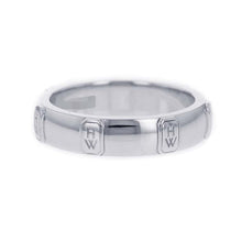 将图像加载到图库查看器中，HARRY WINSTON HW logo band ring 1P diamond Size #12 18K White Gold
