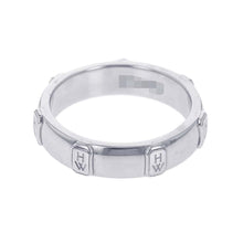 将图像加载到图库查看器中，HARRY WINSTON HW logo band ring 1P diamond Size #12 18K White Gold
