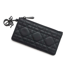 将图像加载到图库查看器中，Dior Lady Dior Cannage Small Zip Card Holder Black S04780NMJ Lambskin
