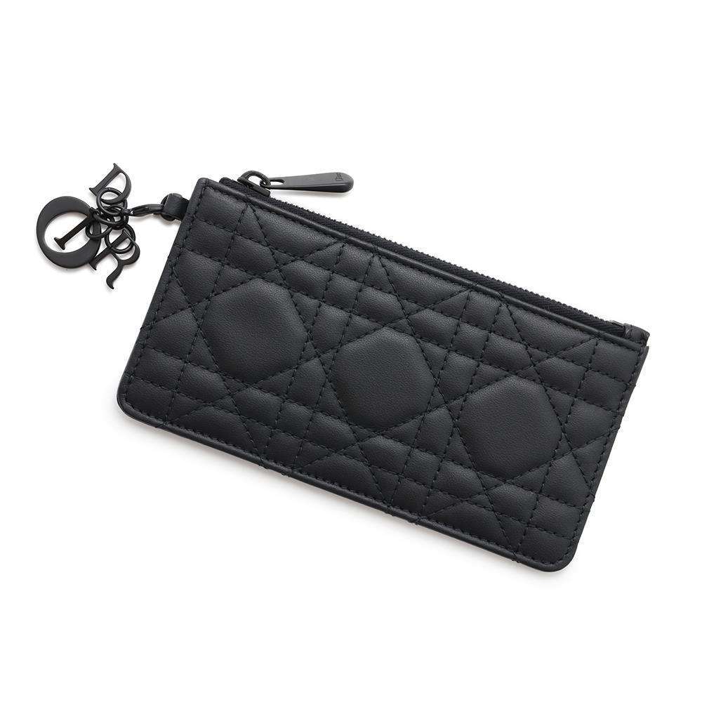 Dior Lady Dior Cannage Small Zip Card Holder BlackS04780NMJ Lambskin