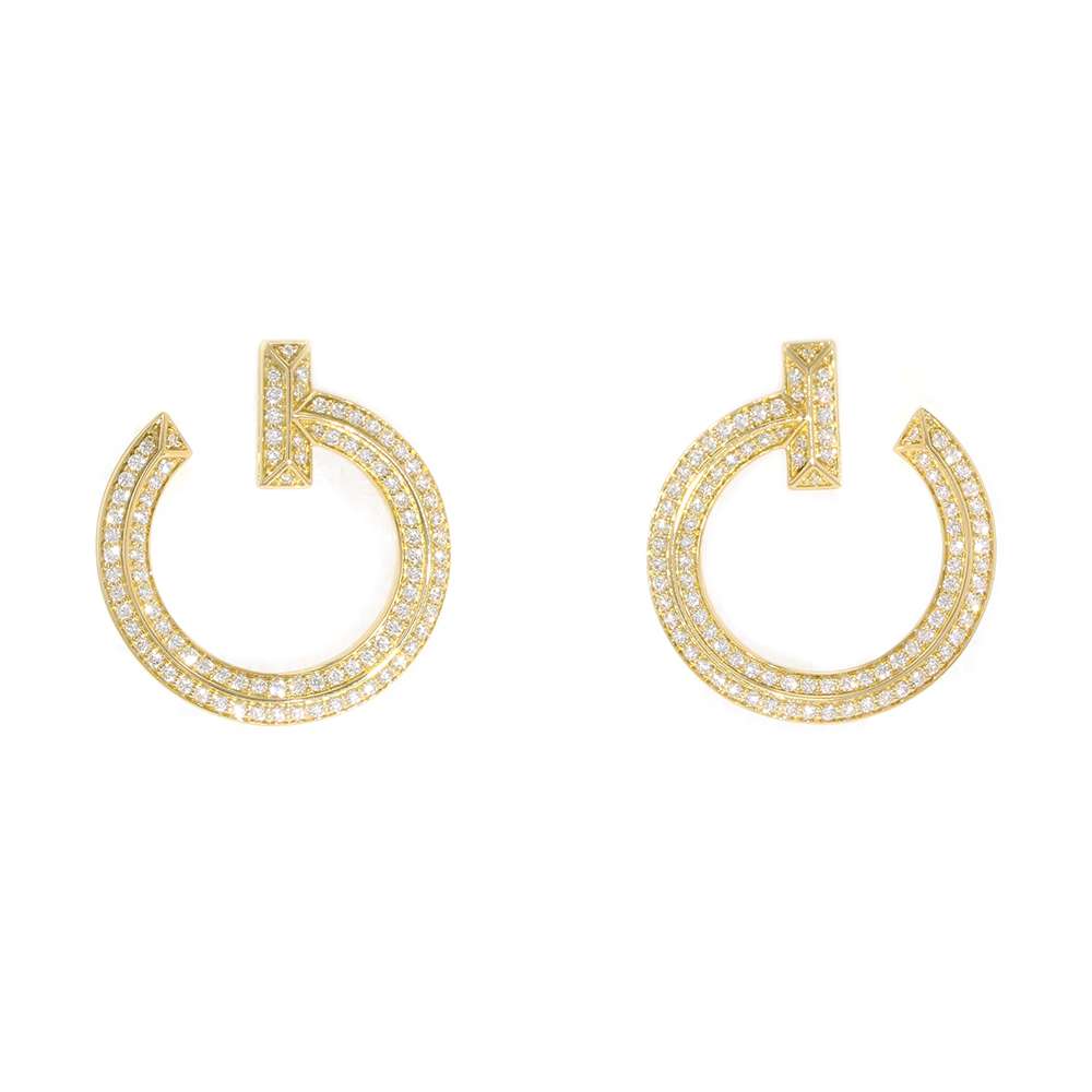 TIFFANY&Co. T One Open Hoop Earrings 68408083 18K Yellow Gold