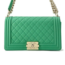 Load image into Gallery viewer, CHANEL Boy Chanel ChainShoulder Bag Green A67086 Lambskin Size 25
