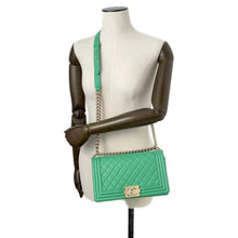 Load image into Gallery viewer, CHANEL Boy Chanel ChainShoulder Bag Green A67086 Lambskin Size 25
