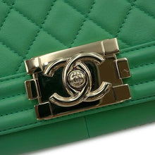 Load image into Gallery viewer, CHANEL Boy Chanel ChainShoulder Bag Green A67086 Lambskin Size 25
