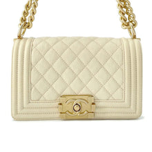 Load image into Gallery viewer, CHANEL Boy Chanel ChainShoulder Bag Ivory A67085 Caviar Leather Size 20
