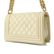 Load image into Gallery viewer, CHANEL Boy Chanel ChainShoulder Bag Ivory A67085 Caviar Leather Size 20
