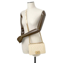 Load image into Gallery viewer, CHANEL Boy Chanel ChainShoulder Bag Ivory A67085 Caviar Leather Size 20
