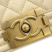 Load image into Gallery viewer, CHANEL Boy Chanel ChainShoulder Bag Ivory A67085 Caviar Leather Size 20
