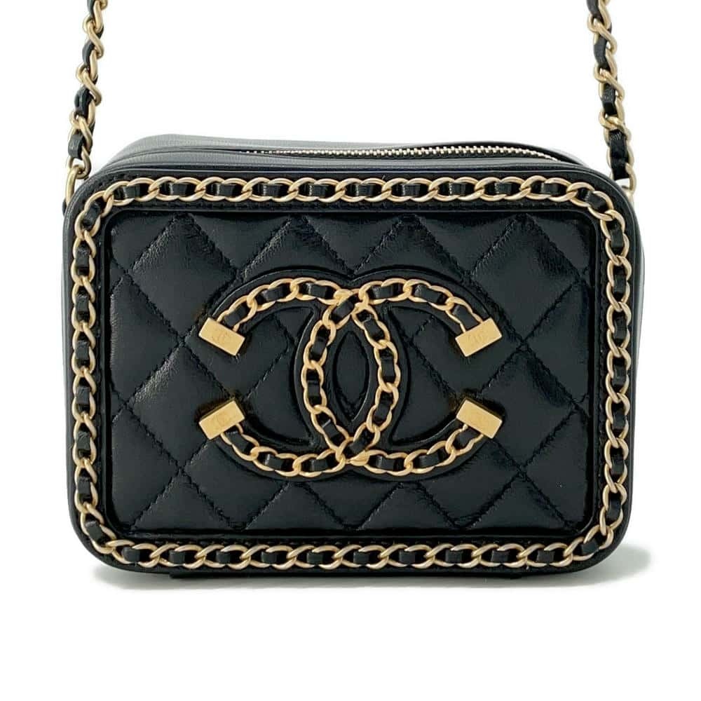 CHANEL CCFiligree Mini ChainShoulder Black A84452 Lambskin