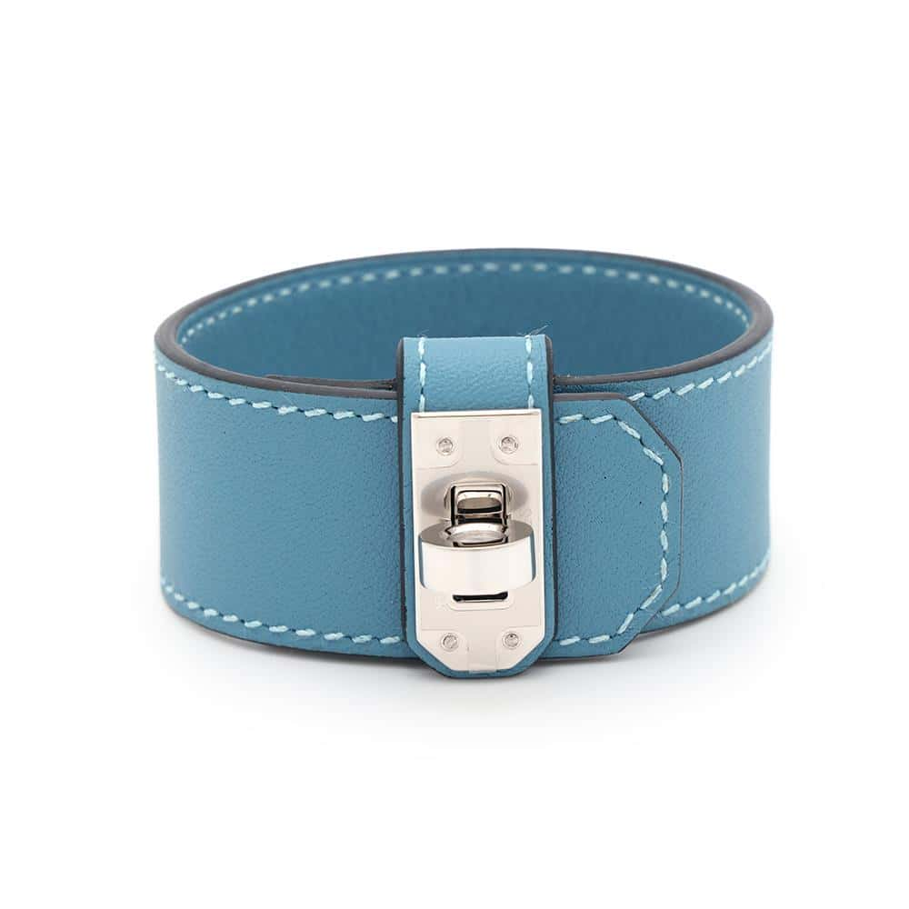 HERMES Kelly Twist Bracelet Size T2 New Blue Jean Swift Leather