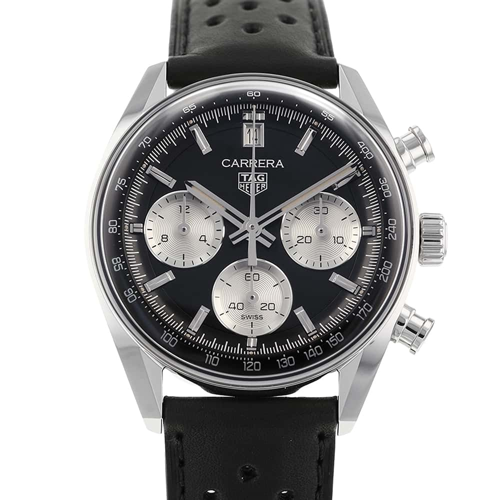 TAG HEUER Carrera Chronograph W39mm Stainless Steel Leather Black Dial CBS2210.FC6534