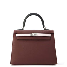 Load image into Gallery viewer, HERMES Kelly Sellier tricolor RougeSellier/Black/Mauve Pale Epsom Size 25
