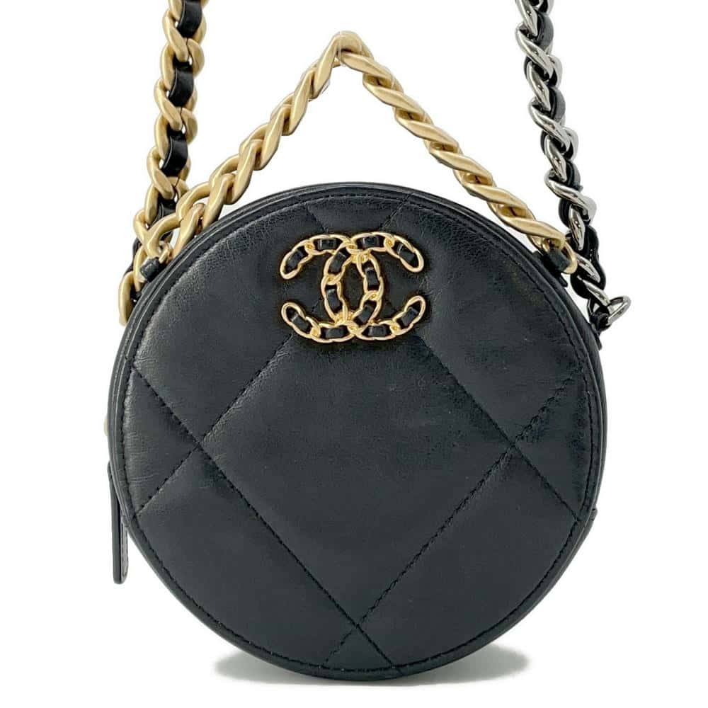 CHANEL 19 Round 2wayShoulder Black AP0945 Lambskin