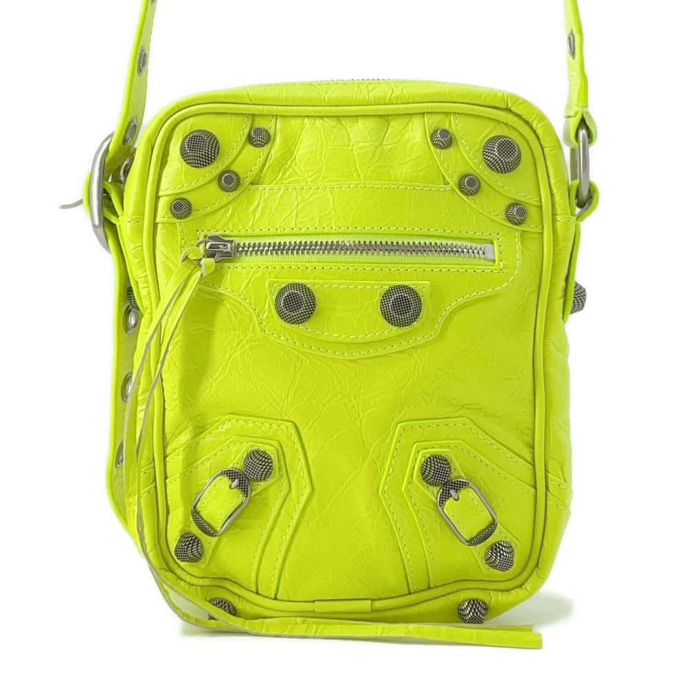 BALENCIAGA Le Cagole Men's Shoulder Cross Body Bag Yellow 719065 Lambskin