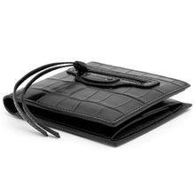 Load image into Gallery viewer, BALENCIAGA Crocodile embossed compact wallet Black650870 Embossed Leather
