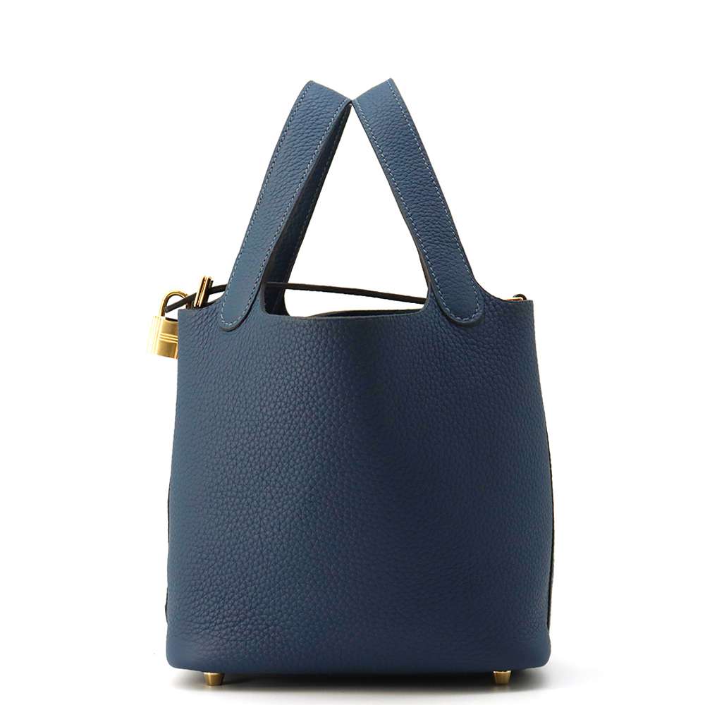 HERMES 009975989 Blue de Prusse Taurillon Clemence Size PM