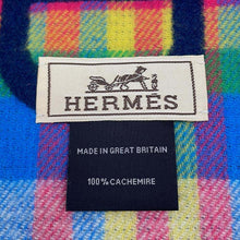 Load image into Gallery viewer, HERMES Scarf Tartan Maillon Blue/Multicolor Cashmere 100%
