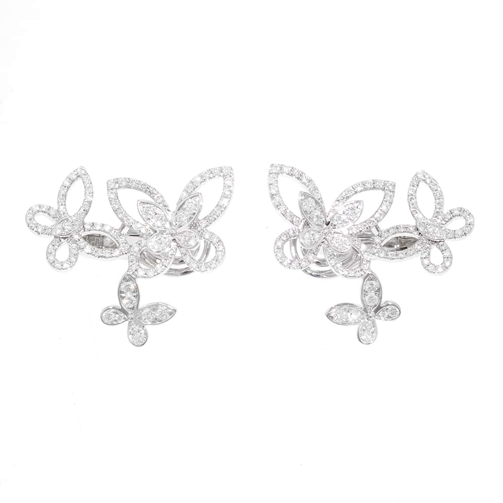 GRAFF Triple Butterfly Silhouette Diamond EarringRGE1610 18K White Gold