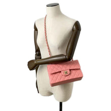 Load image into Gallery viewer, CHANEL Matelasse W Flap ChainShoulder Bag Pink A01113 Caviar Leather Size 23
