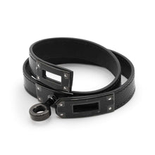 Load image into Gallery viewer, HERMES Kelly Double Tour Bracelet So Black Size T2 Black Chevre Myzore Goatskin
