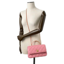 Load image into Gallery viewer, CHANEL Matelasse Lambskin 2WAY Shoulder Bag Top Handle Pink AS4233 Lambskin
