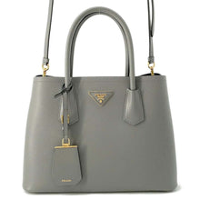 将图像加载到图库查看器中，PRADA Doble 2WAYBag Gray/Black 1BG887 Leather
