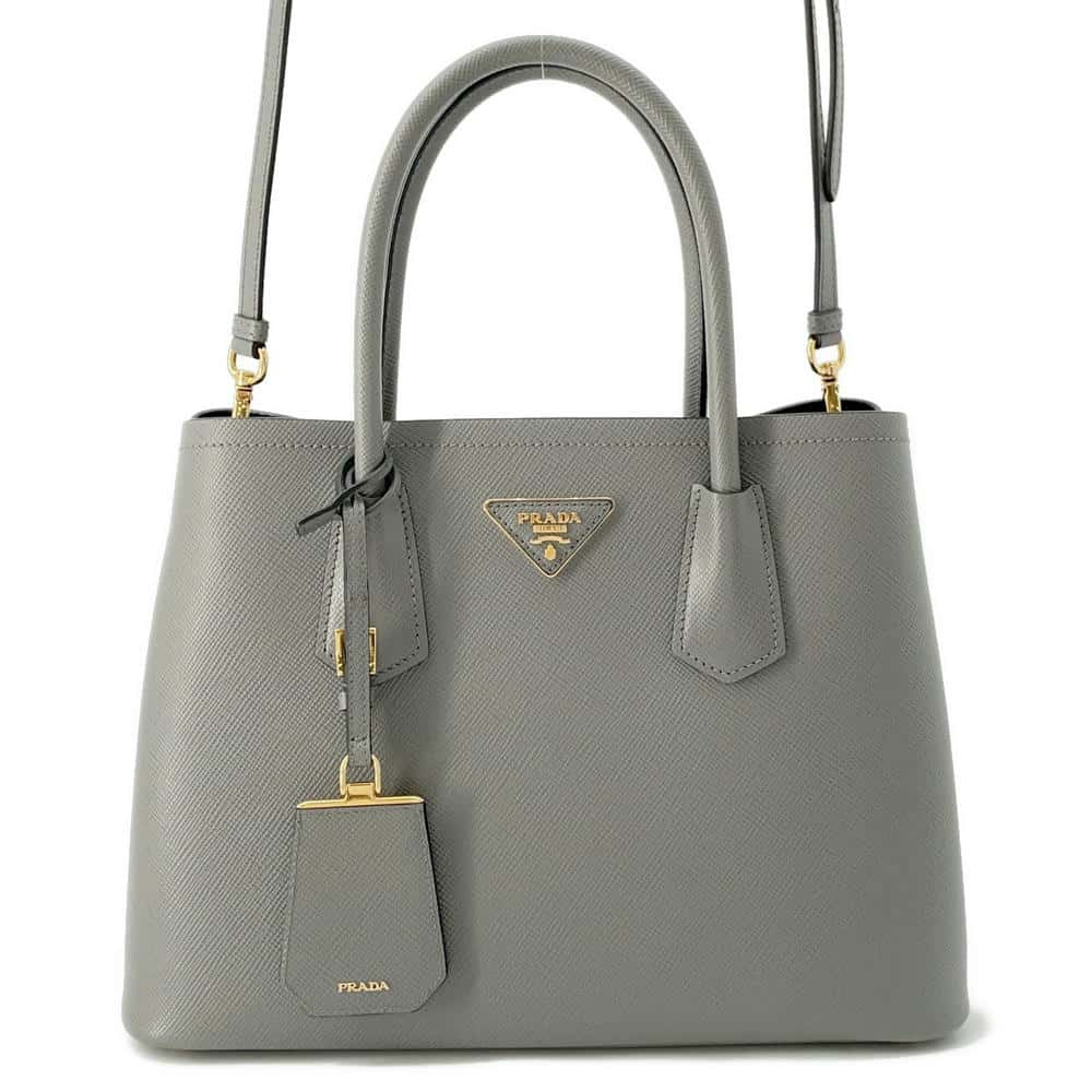 PRADA Doble 2WAYBag Gray/Black 1BG887 Leather