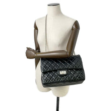 Load image into Gallery viewer, CHANEL 2.55 Matelasse W-Flap W-Chain Shoulder Bag Black A37587 Aged Calf Leather Size Large
