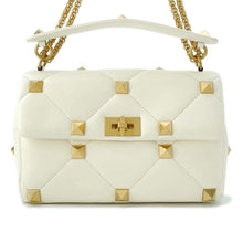 将图像加载到图库查看器中，Valentino Garavani Roman Studded 2way Chain Shoulder Bag Ivory WW2B0I60BSF Leather
