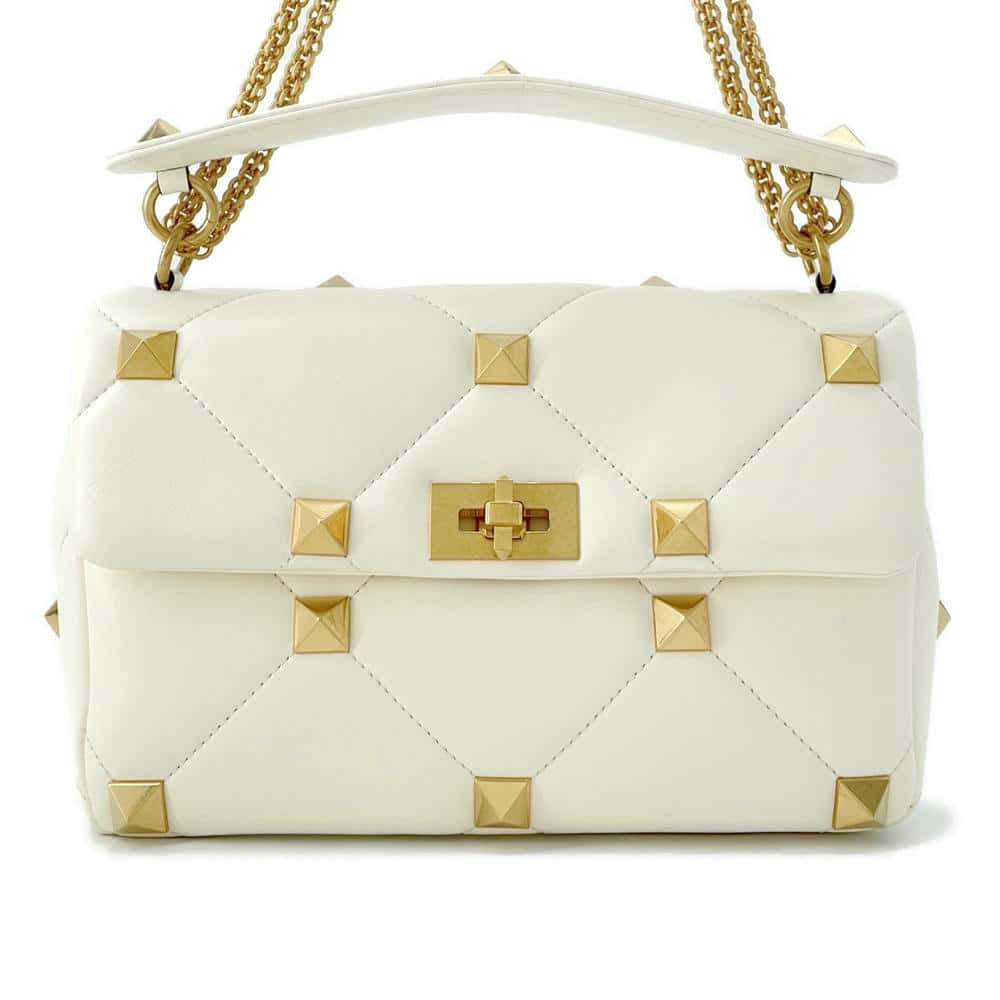 Valentino Garavani Roman Studded 2way Chain Shoulder Bag Ivory WW2B0I60BSF Leather