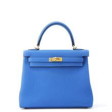 Load image into Gallery viewer, HERMES Kelly Retourne Blue Hydra Togo Leather Size 25
