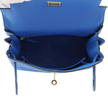 Load image into Gallery viewer, HERMES Kelly Retourne Blue Hydra Togo Leather Size 25
