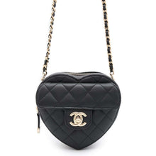 Load image into Gallery viewer, CHANEL Matelasse Heart Shape Chain Shoulder Bag Black AP2784 Lambskin
