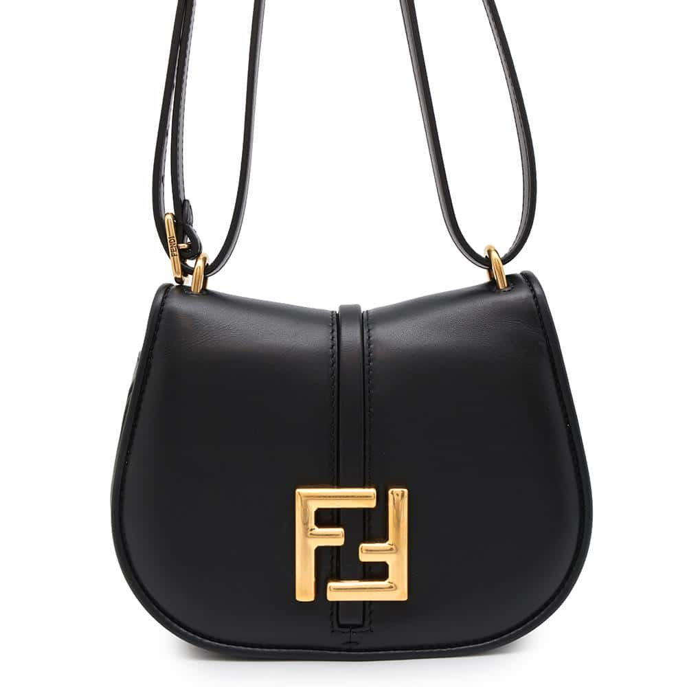 FENDI C'mon Shoulder Bag Black 8BS082 Leather Size Small