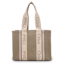 Load image into Gallery viewer, Chloe Woody Tote Bag Wild GrayCHC23AS383L17084 Canvas Leather Size Medium
