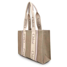 Load image into Gallery viewer, Chloe Woody Tote Bag Wild GrayCHC23AS383L17084 Canvas Leather Size Medium
